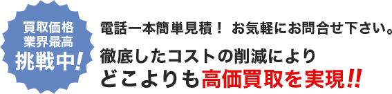 電話一本簡単見積！ お気軽にお問合せ下さい。